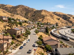 California hillside homes near transit in a wildfire prone area
