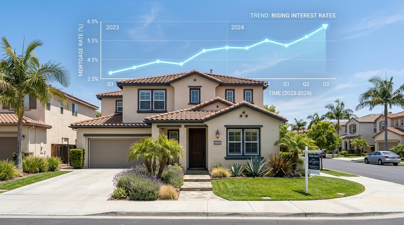 California home with mortgage rate trend concept
