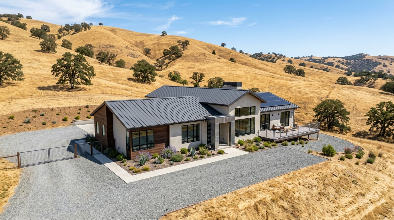 Fire hardened California home with defensible space
