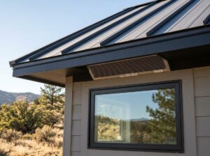 Fire resistant roof vents and windows on a home
