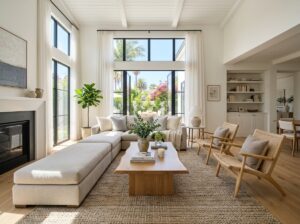 Home sale closing with handshake and agreement