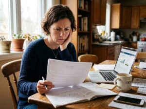 Homeowner reviewing California insurance policy documents