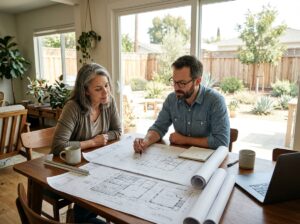Homeowner reviewing ADU plans